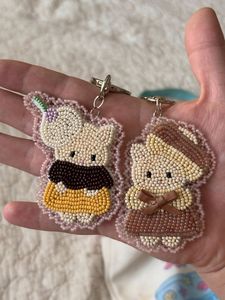 Beautiful Embroidery Beaded <b>Keychain</b> Handmade Beadwork Purse Charm with Elegant Floral Design - Product Image 5