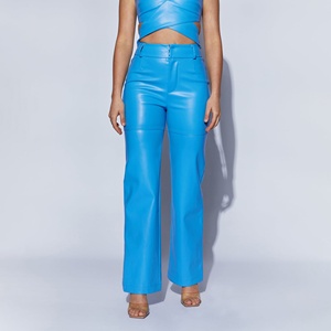 Pantalones de Cuero Sintético PU Impermeables para Mujer, Precio al por Mayor, Estilo Nuevo, Color Sólido, Cintura Alta, para Invierno - Product Image 4