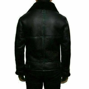 Veste moto en cuir véritable marron pour homme, col montant, fermeture éclair, coupe ajustée, pour l'automne - Product Image 2