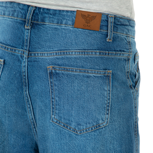 Shorts cargo en jean bleu clair pour homme, coupe mi-ample, longueur genou, décontracté, multi-poches, respirant, séchage rapide, délavé, idéal pour l'été - Product Image 4