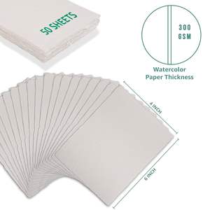 Papier Coton Artisanal Brut à Bords Frangés Sans Acide 300 GSM pour Peinture à l'Aquarelle, Invitations, Calligraphie, Artisanat OEM - Product Image 3