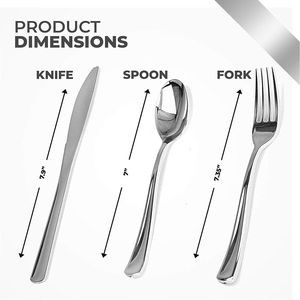 125 Cucharas de Plástico Desechables Resistentes, con Apariencia de Cubiertos Reales, Cubertería Elegante Plateada para Eventos de Catering - Product Image 1