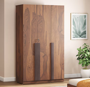Large modular grey wood grain wardrobe <b>unit</b> with white contrast doors, overhead storage, and open <b>side</b> shelving with drawers. - Product Image 5