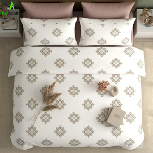 Soft Cotton BedSheet Set Super King 120x120* | Neutral Floral Motif Print <b>Comfort</b> Bedding with 2 Pillowcases Breathable Fabric - Product Image 6