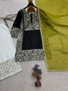 Shreeji Fashion Designer Indian Pakistani Top Plazzo Bollywood Dress Party Wear Suit Wedding Quick Dry - Product Image 4