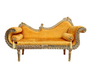 Sofá Chaise Longue de Terciopelo Dorado Estilo Barroco Vintage, con Marco Metálico Tallado, para Bodas y Eventos, de Lujo, para Interiores y Exteriores, Venta al Por Mayor - Product Image 2