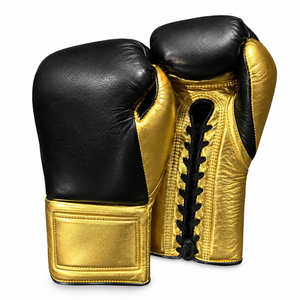 Gants de boxe à lacets imprimés « No Boxing No Life », respirants, faits à la main en cuir de vachette véritable, vente en gros - Product Image 1