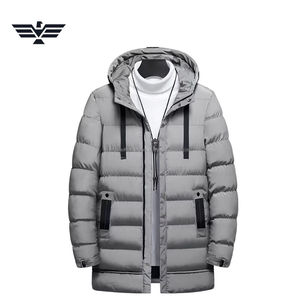 Men's Customizable Winter Warm Quilted Down <b>Coat</b> Zipper Closure Hooded Puffer Velour Casual Embroidered Geometric Pattern - Product Image 4