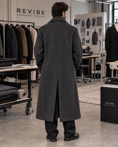 Abrigo Largo de Lana Oversize para Hombre, Color Grafito Carbón, Cierre de un Solo Botón, Abrigo de Invierno, Venta al por Mayor Personalizada, Prendas de Abrigo Premium a Medida 202 - Product Image 3