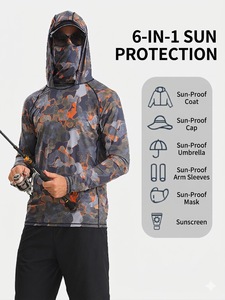 Sweat à capuche de pêche camouflage pour homme UPF 50 Anti-UV à manches longues, vêtements de sport d'extérieur - Product Image 2