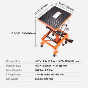 Sollevatore Idraulico per Moto con Capacità di 350 LBS, Piattaforma Larga, Ganci a J e 4 Ruote, Sollevatore a Forbice per Veicoli - Product Image 4