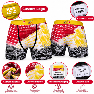 Calzoncillos bóxer para hombre al por mayor con logo personalizado, de tiro medio, antiestáticos, transpirables, de algodón y elastano, directo de fábrica - Product Image 2