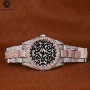 Charm_Jewells Luxury Round Analog Quartz <b>Watch</b> Stainless Steel Band 41mm <b>Diamond</b> Bezel Men Fashion - Product Image 4