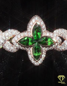 Hot Selling VVS Moissanite Green Flower Link <b>Chain</b> Rhodium Plated 925 Sterling Silver <b>Iced</b> <b>Out</b> Custom Hip Hop Statement Jewelry - Product Image 2