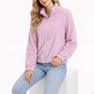 Chaqueta de lona con forro polar Sherpa para mujer, tendencia 2026, personalizada, con cremallera completa, cuello con capucha, transpirable, ecológica, de secado rápido, OEM - Product Image 5