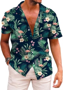 Chemise Hawaïenne Décontractée pour Homme à Manches Courtes, Imprimé Floral, Respirante, en Popeline, Col Rabattu, Spandex Polyester 140g, Idéale pour les Vacances d'Été - Product Image 6