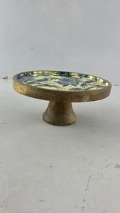 Handmade Wooden <b>Cake</b> <b>Stand</b> Floral Bird Dessert Pedestal Round Display Holder for Wedding Party Table Decor - Product Image 6