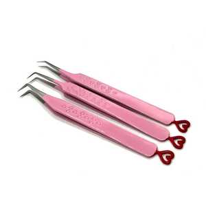 Pince à épiler professionnelle rose-rouge anti-magnétique et anti-statique de précision avec pointe en fibre, logo personnalisé, en acier inoxydable durable - Product Image 1