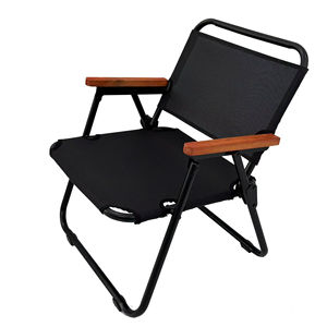 เก้าอี้พักผ่อนพับได้แบบพกพา เป็นมิตรกับสิ่งแวดล้อม ทนทาน น้ำหนักเบา โครงเหล็ก พนักวางแขนไม้ เหมาะสำหรับใช้กลางแจ้ง ชายหาด สวน - Product Image 1