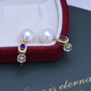 Boucles d'oreilles en perles rondes blanches d'eau douce de 10-11 mm pour femmes, argent S925, ensemble complet, forte luminosité, faibles défauts, design pendantes - Product Image 3