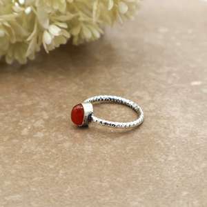 Brass Carnelian Bezel <b>Set</b> Natural Stone <b>Ring</b> 925 Sterling <b>Silver</b> Band Handmade Boho Jewelry Oval Gemstone Statement Unisex - Product Image 3