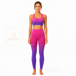 Conjunto de yoga ombré para mujer: leggings de cintura alta con bolsillos y sujetador deportivo de espalda cruzada para fitness y gimnasio - Product Image 1