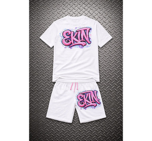 Conjunto Deportivo Informal de Verano 2025 para Hombre, Transpirable, de Algodón, con Estampado Blanco, Personalizado, para Entrenamiento y Jogging - Product Image 3