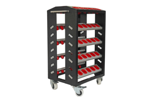 Industrial <b>Tool</b> Trolley For VMC And CNC Machines | <b>Tool</b> Storage Trolley | <b>Tool</b> <b>Holder</b> Trolley With Red <b>Tool</b> <b>Holders</b> On Wheels - Product Image 2