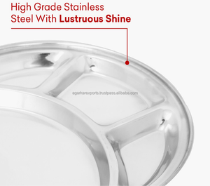 Assiette pour enfants en acier inoxydable avec compartiments |   Vaisselle de cantine scolaire |   Vente en gros - Product Image 3