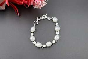 Bracelet en argent sterling avec pierre de lune naturelle, plaqué rhodium, bijoux faits à la main pour femmes, cadeau pour elle - Product Image 6