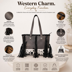 Sac fourre-tout en cuir de vachette véritable fait main avec franges, style western, sac à bandoulière en cuir véritable, grande capacité, pour usage quotidien, pour femmes - Product Image 5