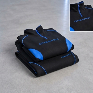 Conjunto Deportivo de Dos Piezas para Mujer, Sudadera con Cierre de Cremallera, Pantalones Deportivos, Estilo Casual, Color Negro y Azul - Product Image 6