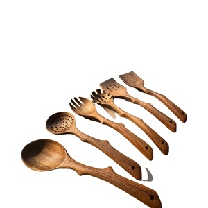Juego de utensilios de madera de acacia, 4 Uds., hecho a mano, grado alimenticio, OEM, logotipo personalizado, vajilla de cocina, utensilios de cocina para servir café - Product Image 4