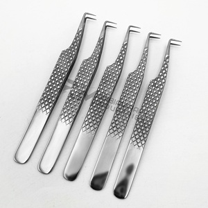 แหนบต่อขนตา RMI สแตนเลสสตีล สีเงิน ด้ามจับเพชร ขนาด 10 มม. ปลายแหลม 90 องศา - Product Image 2