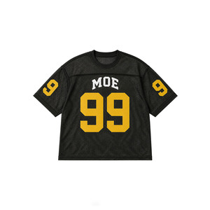 Camiseta de Fútbol Americano para Hombre, Estilo Vintage, Transparente, con Ojales, Estampado Personalizado, Cuello Redondo, Transpirable, 100% Poliéster, Color Negro - Product Image 3