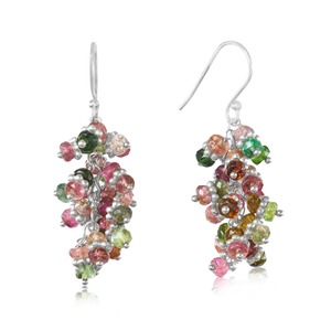 Pendientes Colgantes de Plata de Ley 925 con Turmalina en Racimo, Hechos a Mano con Cuentas, para Regalo de Boda, Aniversario o Fiesta - Product Image 1