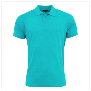 Men's Short Sleeve Solid Color Pique <b>Polo</b> <b>Shirt</b> Casual Collared Design Regular Fit Knitted Teal <b>Blue</b> 2027 - Product Image 1