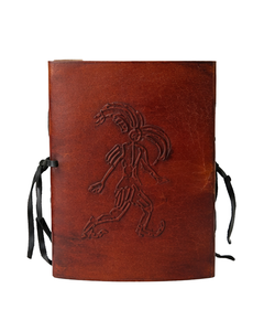 Diario de cuero del estilo del Suroeste, Cuaderno Kokopelli, Diario de papel hecho a mano con borde deshilachado, Cuaderno de viaje con cierre de hilo y cubierta de cuero - Product Image 5