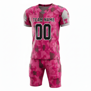 Ensemble de maillot et short de football américain personnalisé, sublimé, respirant, avec logo sur le devant, 100 % polyester, antibactérien - Product Image 3