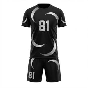 Maillot de football personnalisé 100% polyester, sublimation, noir, argent, croissant, respirant, séchage rapide, antibactérien - Product Image 1