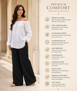 Ensemble de vêtements de vacances bohèmes tissés de qualité supérieure - Blouse blanche élégante à épaules dénudées avec manches longues décontractées et modernes - Product Image 2