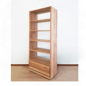 Indonesia <b>Solid</b> <b>Wood</b> Furniture Factory Jepara Modern Untreated Teak Wooden Bookshelf Luxury Living Room Multi-Tier <b>Bookcase</b> - Product Image 3