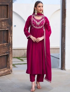 KV Women's Traditional <b>Silk</b> Salwar Kameez Party Wear Wrinkle Free Reversible <b>Kurta</b> Pant Dupatta Set - Product Image 5