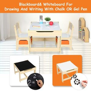 Tavolo e sedia in legno per bambini con due sacchetti di stoccaggio tra cui un tavolo e due sedie - Product Image 4