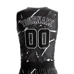 Conjunto de Camiseta de Baloncesto Sublimada Personalizada en Blanco y Negro, Estampado Splatter, Sin Mangas, Ajuste Atlético, Unisex para Adultos, Malla Transpirable - Product Image 4