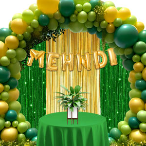 Kit Combinado Verde de Papel de Aluminio para la Ceremonia Mehndi |   58 globos amarillos y verdes y cortinas de papel de aluminio |   Bandera de Papel Metálico con Diseño de Mehndi - Product Image 5