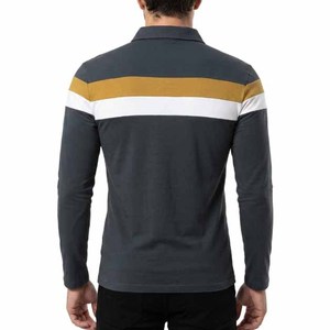เสื้อโปโลชาย แขนยาว ผ้าโพลีเอสเตอร์/คอตตอน ลายทาง คัลเลอร์บล็อก ถักทอ ระบายอากาศ ไม่หดตัว สวมใส่สบาย เหมาะสำหรับฤดูร้อน - Product Image 6