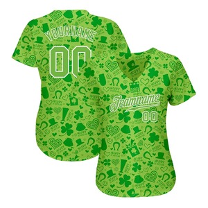 Maillot de baseball personnalisé, nom de l'équipe 00, vert, impression sublimée, respirant, unisexe, adulte, manches courtes - Product Image 3