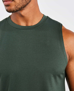 XL Size <b>Men's</b> Solid <b>Green</b> Sleeveless Tank <b>Top</b> Breathable Casual Fit O-Neck Quick Dry Knitted Front 100% Polyester Sporty Fitness - Product Image 5