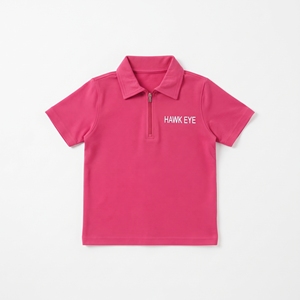 Polo de Manga Corta con Cierre de Cremallera para Niños, Unisex, Color Rosa, Transpirable, Corte Regular, Camiseta Informal para Niños - Product Image 6